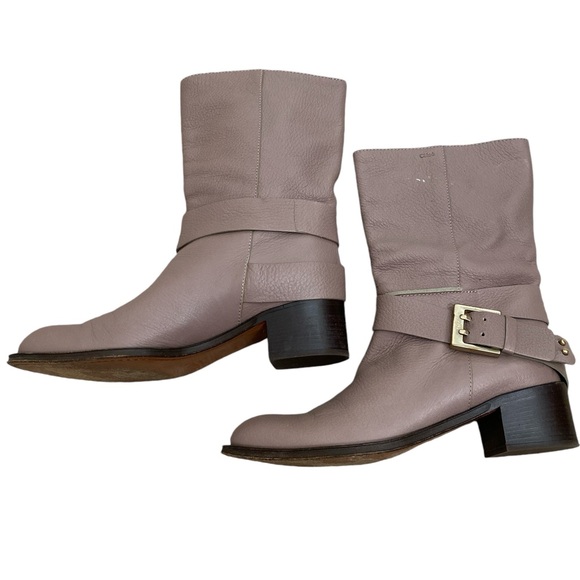 Chloe Taupe leather equestrian Mid calf riding boots - Picture 2 of 9